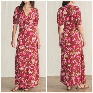 New Faherty Sorrento Dress Majorca Floral Button Front Short Sleeve Maxi Sz XS